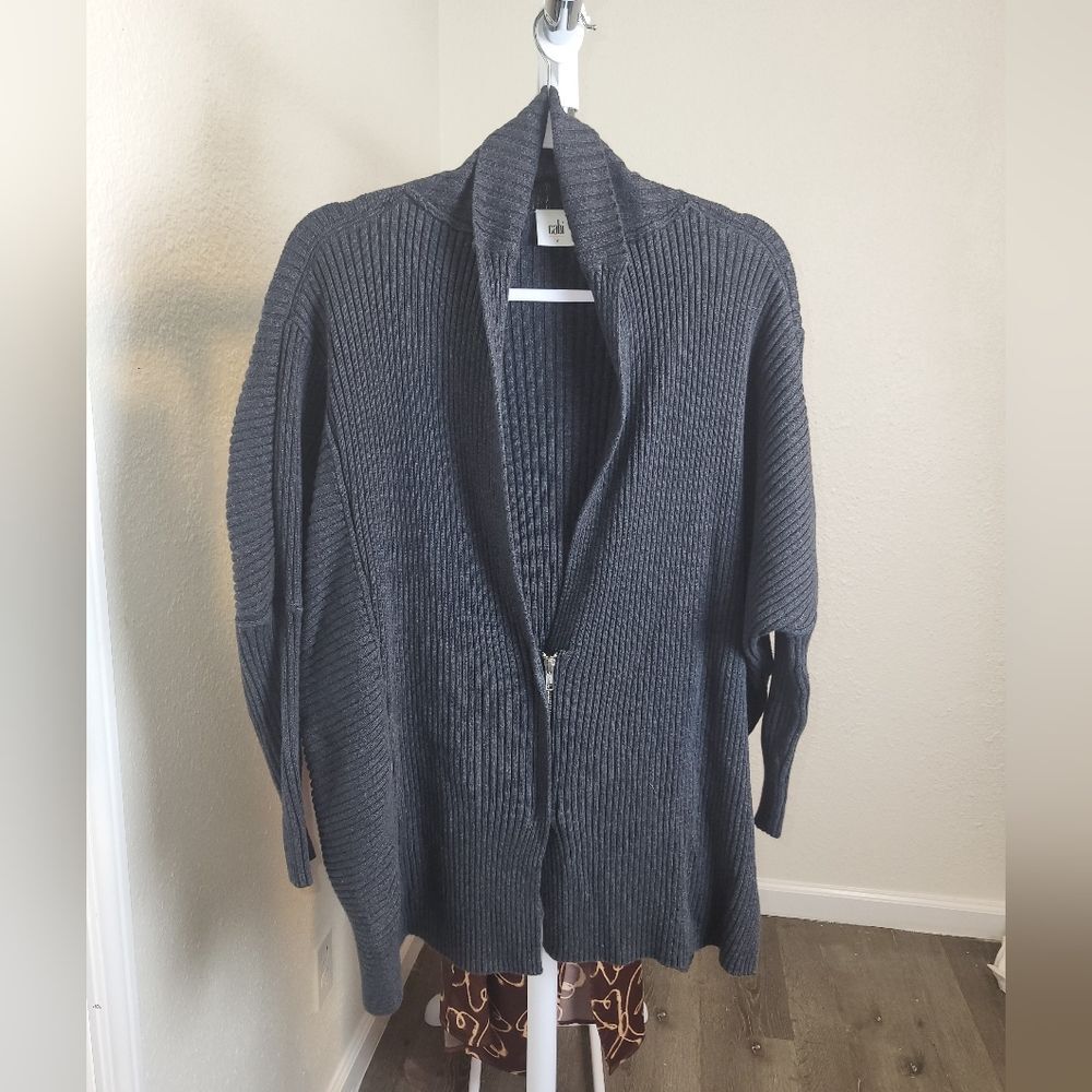 Cabi Oversized Cosmo Ribbed Zip Up Cardigan Sweater small